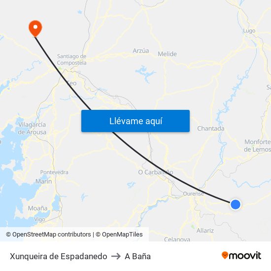 Xunqueira de Espadanedo to A Baña map