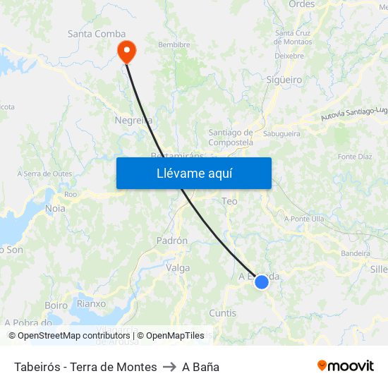 Tabeirós - Terra de Montes to A Baña map