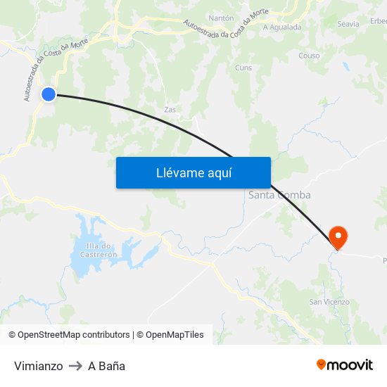 Vimianzo to A Baña map