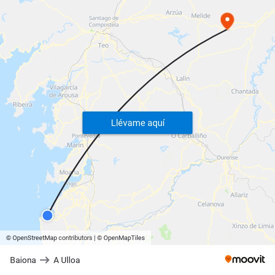Baiona to A Ulloa map