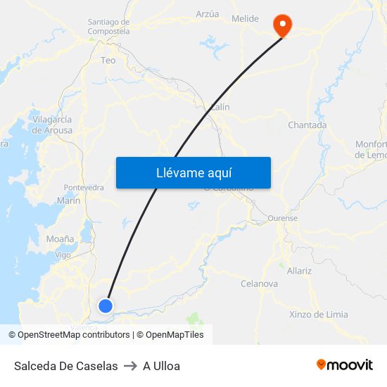 Salceda De Caselas to A Ulloa map