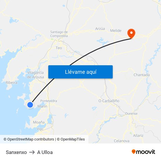 Sanxenxo to A Ulloa map