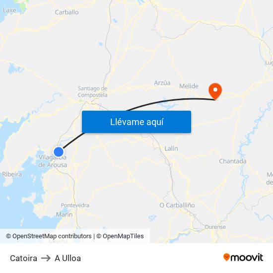 Catoira to A Ulloa map