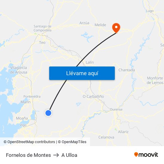 Fornelos de Montes to A Ulloa map
