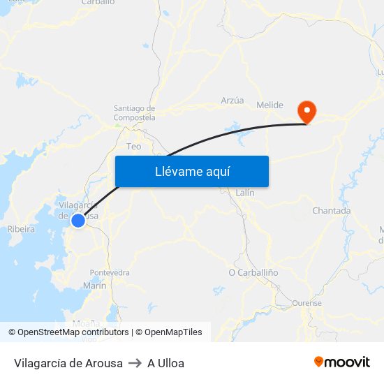 Vilagarcía de Arousa to A Ulloa map