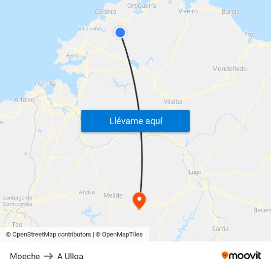 Moeche to A Ulloa map