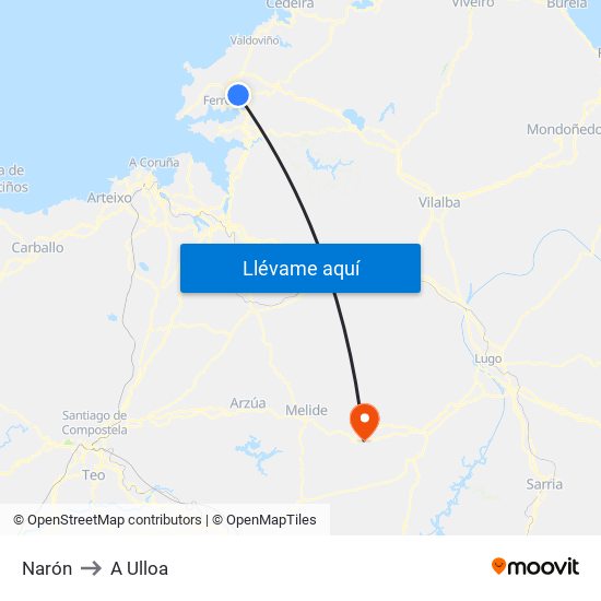 Narón to A Ulloa map
