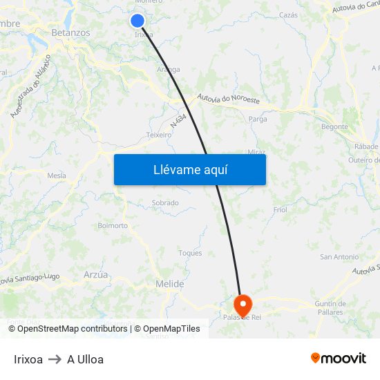 Irixoa to A Ulloa map