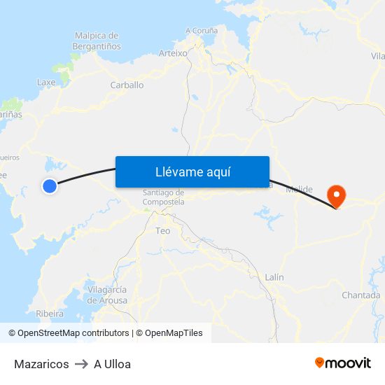 Mazaricos to A Ulloa map