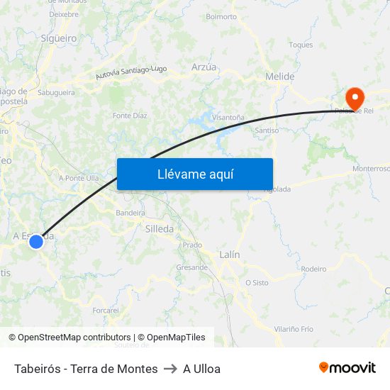 Tabeirós - Terra de Montes to A Ulloa map