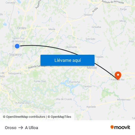 Oroso to A Ulloa map