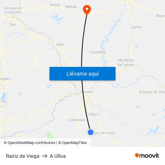 Rairiz de Veiga to A Ulloa map