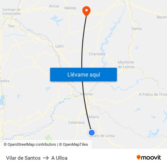 Vilar de Santos to A Ulloa map