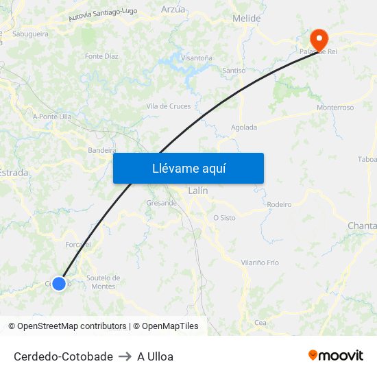 Cerdedo-Cotobade to A Ulloa map