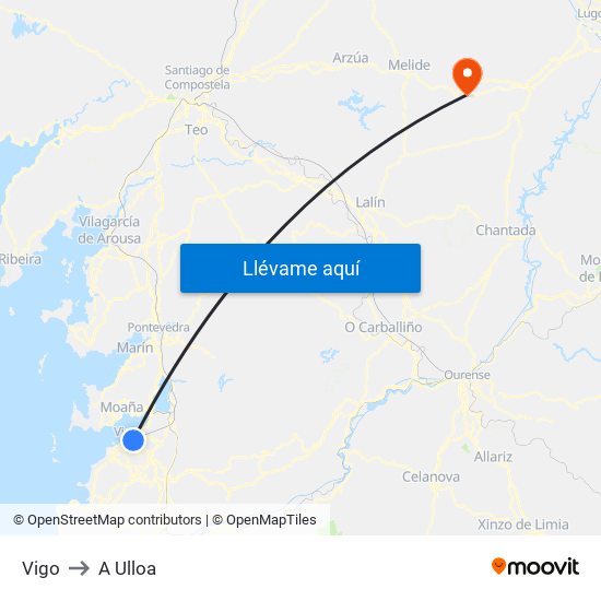 Vigo to A Ulloa map