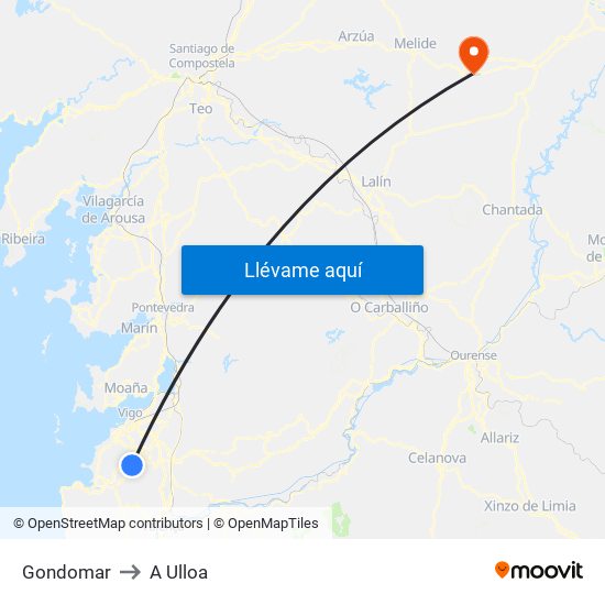 Gondomar to A Ulloa map