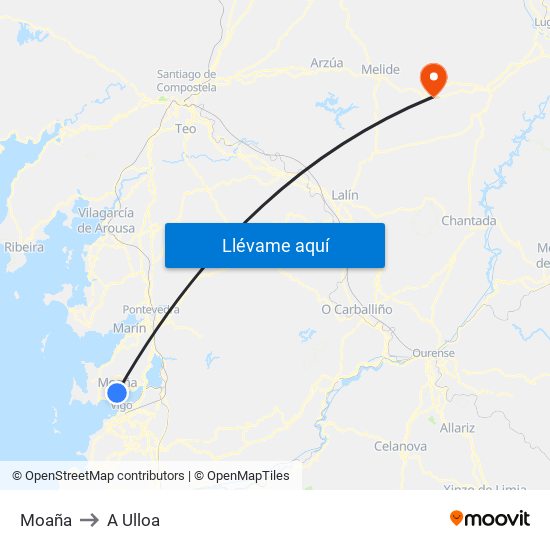 Moaña to A Ulloa map
