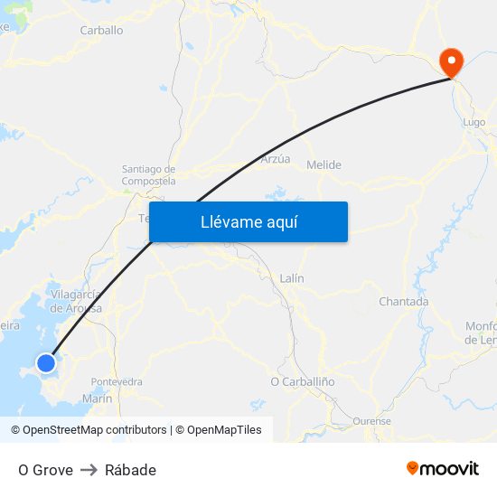 O Grove to Rábade map