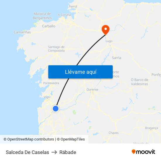 Salceda De Caselas to Rábade map