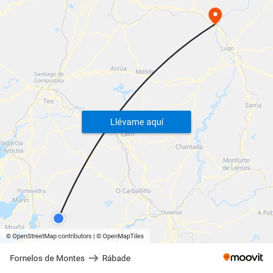 Fornelos de Montes to Rábade map