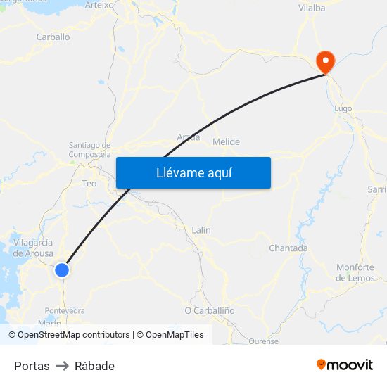 Portas to Rábade map