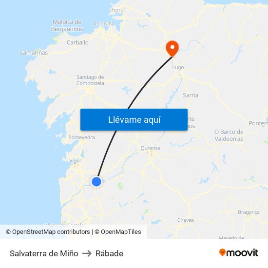 Salvaterra de Miño to Rábade map