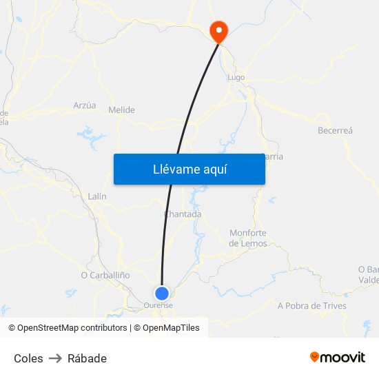 Coles to Rábade map