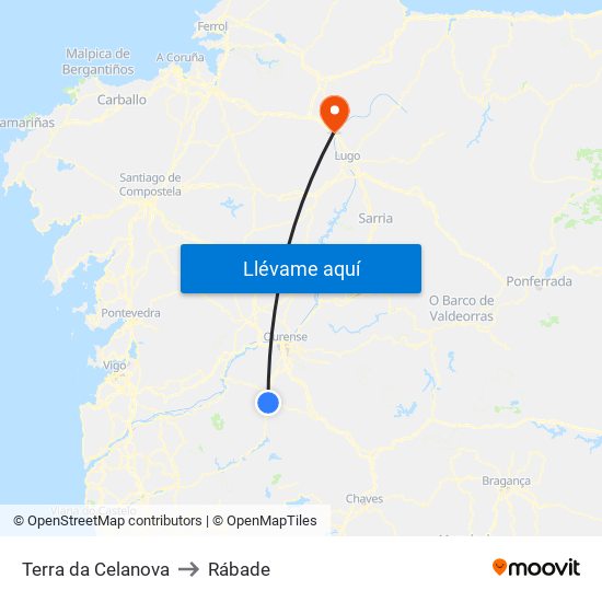 Terra da Celanova to Rábade map