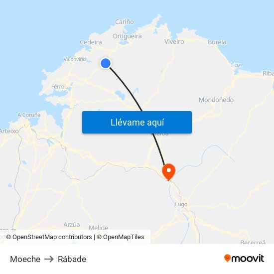 Moeche to Rábade map