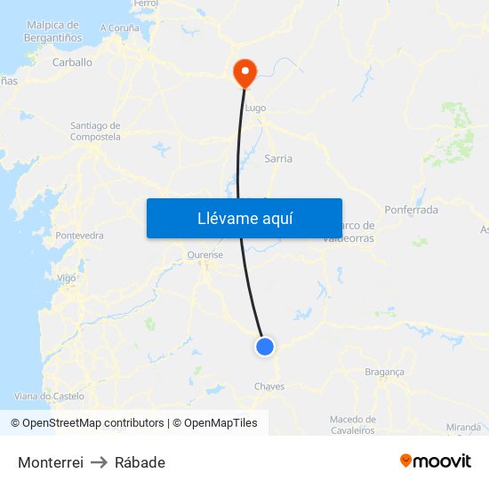 Monterrei to Rábade map