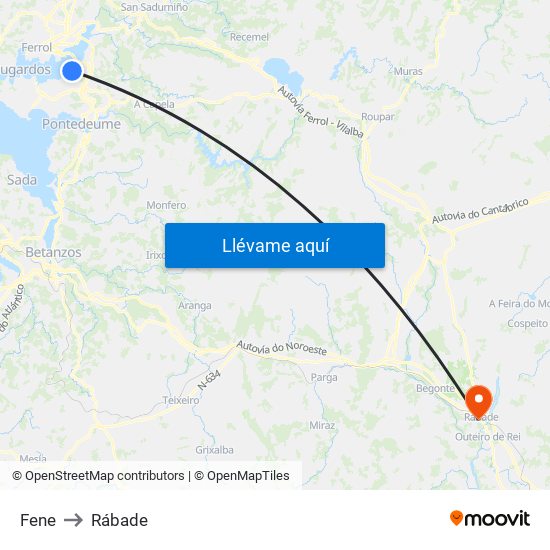 Fene to Rábade map