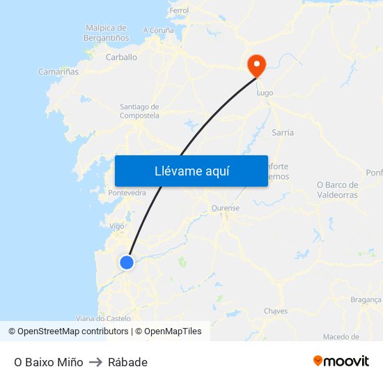 O Baixo Miño to Rábade map