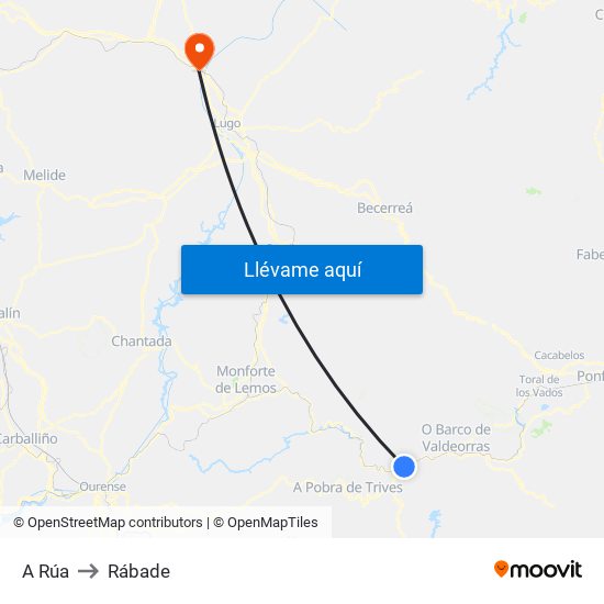 A Rúa to Rábade map