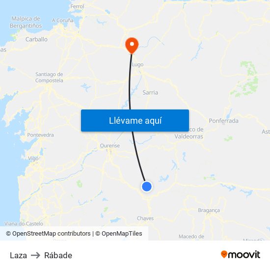 Laza to Rábade map