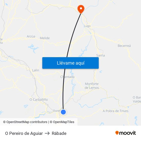 O Pereiro de Aguiar to Rábade map