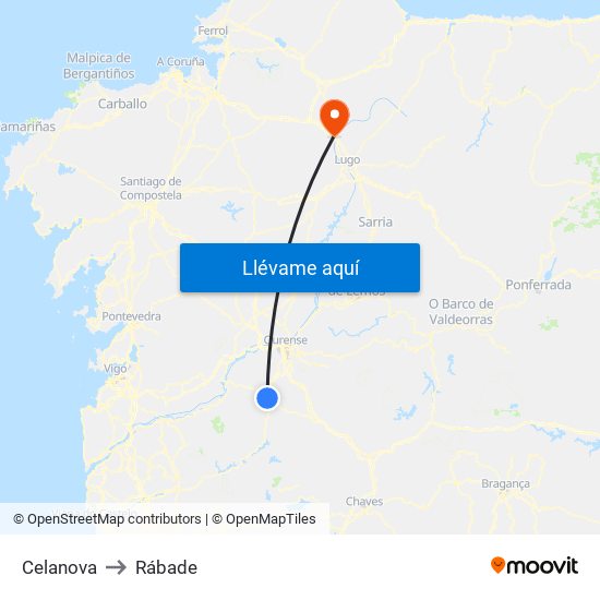Celanova to Rábade map
