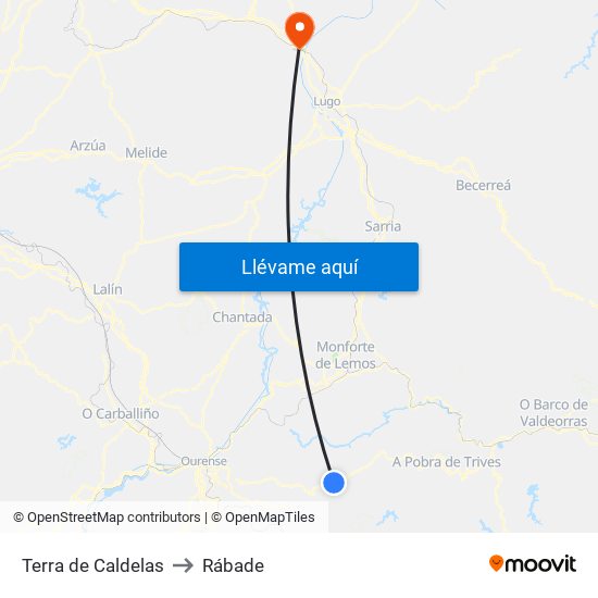 Terra de Caldelas to Rábade map