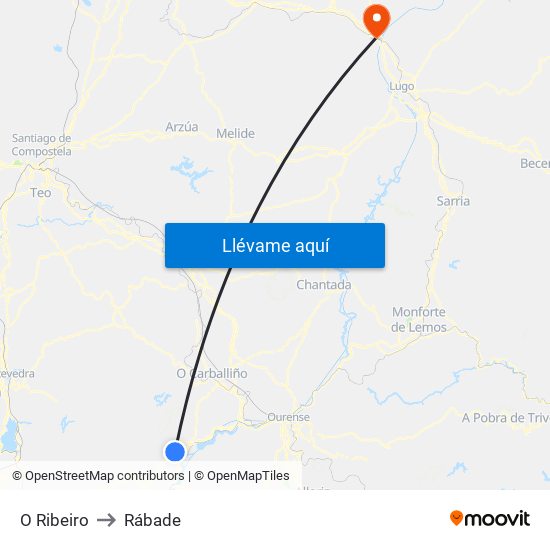 O Ribeiro to Rábade map