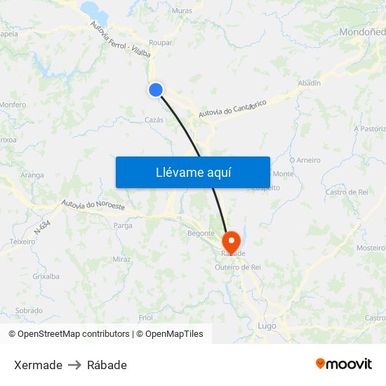 Xermade to Rábade map