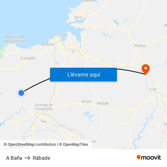 A Baña to Rábade map