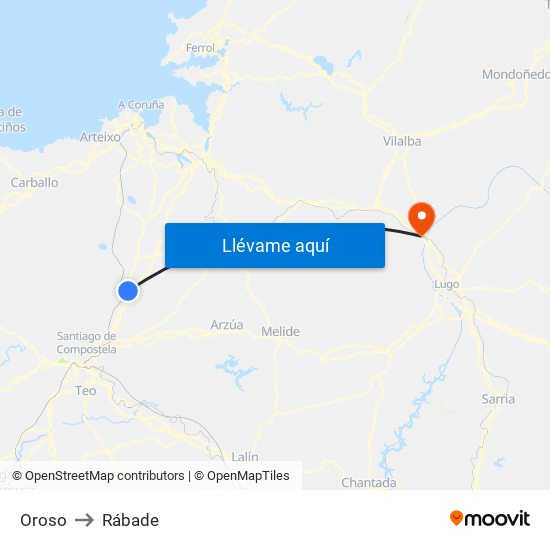 Oroso to Rábade map