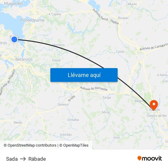 Sada to Rábade map