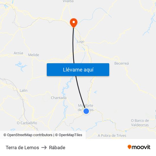 Terra de Lemos to Rábade map