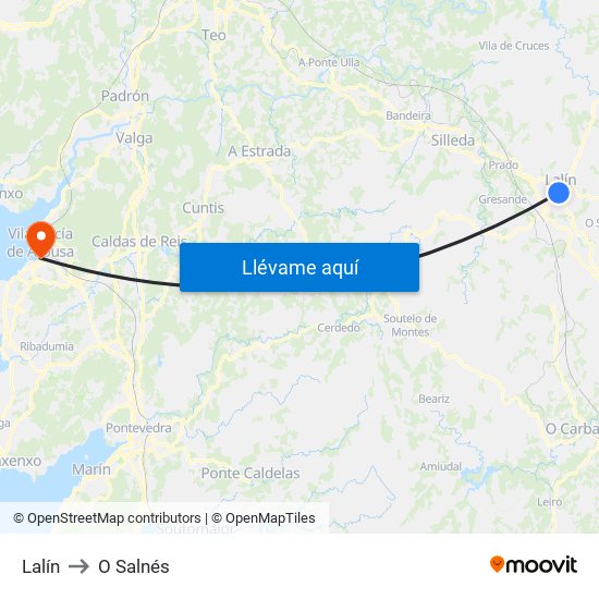 Lalín to O Salnés map