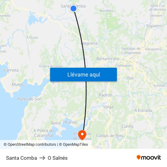 Santa Comba to O Salnés map