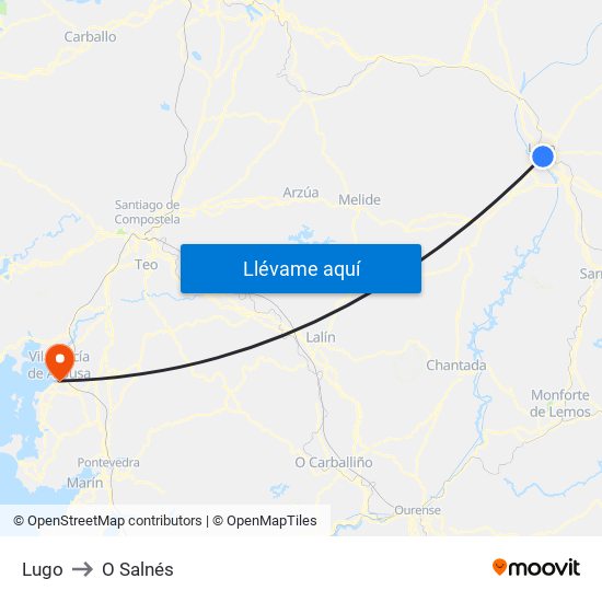 Lugo to O Salnés map