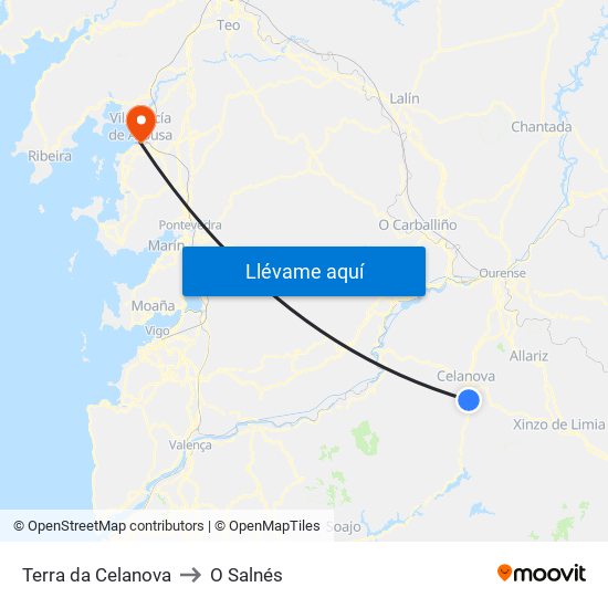 Terra da Celanova to O Salnés map