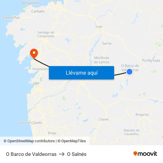 O Barco de Valdeorras to O Salnés map