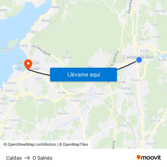 Caldas to O Salnés map