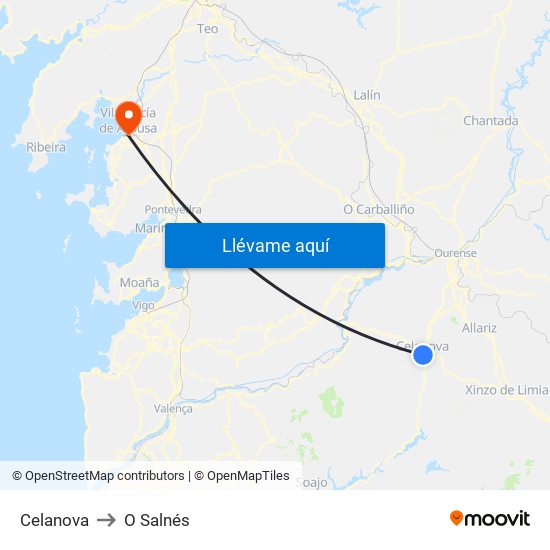 Celanova to O Salnés map